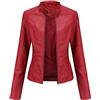Peuignao Giacca Similpelle Donna Giubbotto Ecopelle Giubbino Ecopelle Giacca Biker Jacket Donna Giubbotto Similpelle Faux Leather Jacket Donna Giacche Ecopelle Giacca Bikers Finta Pelle Donna Curvy Rosso M