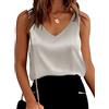 Ekouaer Canotta in Raso da Donna con Cinturino Basic Camicetta Estiva Canotte Casual con Scollo A V Camicette Senza Maniche Grigio Chiaro XXL