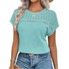 Chicrise Tunica Donna Collo Rotondo Magliette Donna Manica Corta Pieghettata Camicia Elegante Casual Verde Grande 42-44