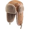 GIBZ Cappello Aviatore Donna Berretto Invernale Antivento in Peluche Cappello Russo in Pelle, Khaki