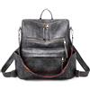 FANDARE Retrò Zaino Donna Borsa Tracolla Impermeabile Borse a Mano Zaini Zainetto Ragazze Cartelle Scuola Adolescente 3 in 1 Zainetti per Pendolarismo Viaggio Lavoro Borsa a Zaino Daypacks PU Grigio