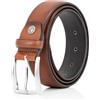 Lindenmann leather belt men, jeans belt men 35 mm wide, belt men jeans, full cowhide leather dark cognac, Farbe/Color:marrone, Size US/EU:Bundweite 105 cm Gesamtlänge 120 cm W 41.5 XL