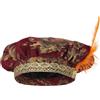 ZEPFJHE Cappello medievale Tudor con piume, rinascimentali, muffin, tudori, cappello piatto da uomo, cappello da uomo medievale, Rosso, Taglia unica
