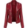 Peuignao Giubbotto Ecopelle Donna Con Borchie - Giacca Biker in Similpelle, Finta Pelle Sintetica - Primavera, Rosso, XXL