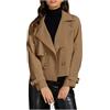 Bauzuoyo Cappotto corto di lana da donna con risvolto doppiopetto, tinta unita, blazer giacche con tasche, elegante e largo, giacca invernale leggera, casual, per le mezze stagioni, alla moda, caffè