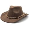 Generico Cappello da Cowboy Donna Uomo Unisex Occidentale Western Carnevale Australia Maschera Sombrero con Sottogola E Fascia Regolabile per Giardinaggio in Denim Scamosciato Curva Stile Inglese