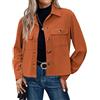 Hotouch Camicia di Velluto a Coste Donna - Camicetta Scollo a V Casual Manica Lunga Con Bottoni - Colore Puro Elegante S-XXL - Primavera Estate Autunno