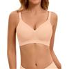 WOWENY Reggiseno Donna Senza Ferretto Push Up Comodo Morbido Reggiseno con Spalline Regolabili Reggiseno Senza Ferretto a Copertura Completa Reggiseno a T-Shirt Reggiseno Confortevole, beige., 4XL