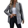 Jhsnjnr Donna Aperto Anteriore Elegante Blazer Manica Lunga Collo Alto Caldo Giacca Lunga Cappotto Business Tweed Tuta Giacca, Nero , M