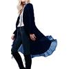 R.Vivimos Autunno Inverno Donne Velluto Ruffle Cappotto Casual Vintage Giacca Lunga Collarless Classico Swallowtail Hem Blazer(XL,Blu navycolor)