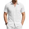 Enlision Camicia Uomo Bianco Maniche Corte Button Down Camicie Uomo Estiva Manica Corta con Tasca vestibilità Regolare XL