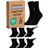 Vitasox 31124 calzini da uomo extra larghi in cotone, calzini sanitari sensibili completamente privi di gomma e di cuciture, pacco da 6, nero, 43/46