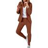 HEONSATI Tuta Oversize Donna Completo Ufficio Aperto Davanti Colletto Eleganti Complete da Lavoro Casual Curvy Set Due Pezzi Giacche E Pantaloni Tailleur da Cocktail con Bottoni per Matrimoni E Feste
