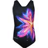 Aquarti Costume Piscina Bambina - Costume Intero Bambina con Muscleback, Resistente al Cloro, Macchia Colorata/Giallo Amaranto/Nero, 158