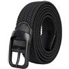 Drizzte Cintura da uomo grande taglia 110-180 cm elastica intrecciata cintura nera, Nero , 110cm pour taille de 34-37''