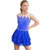 Freebily Abito da Pattinaggio Artistico Bambina Vestito da Balletto Danza Classica Ballerina con Strass Body Ginnastica Ritmica Costume da Ballo Lirico Contemporaneo Blu 11-12 Anni
