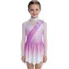 iiniim Abito da Pattinaggio Artistico per Bambina Body con Gonna da Balletto in Tulle Abito da Ginnastica Ritmica Costume da Gara di Danza Viola 7-8 Anni