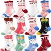 Welwoos Calzini antiscivolo bambino in cotone, calze antiscivolo bambine ragazze da 1-8 Anni, Modello divertente 12 Paia Regalo di Natale (Serie di colori animali, 6-12 mesi)