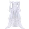 Hengzhifeng Corsetto Rinascimentale Donna con Gonna in Tulle S Bianco