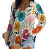 HZCRAES Camicia A Maniche Lunghe da Donna Scollo A V Fiori Hippie Bohémien Magliette Camicette Top Pullover Camicette A Tunica Felpa Casual Maglietta Maglia Elegante Donna