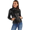 BARONE giubbotto pelle donna nera, giubbotto primaverile donna in vera pelle, giacca di pelle nera Made in Italy giacca moto SOFIA
