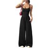 LIAMERHE Tuta Intera Donna Elegante Salopette Estiva Sexy Schiena Scoperta Pantaloni Larghi Vita Alta Tutine Lunga Casual Monopezzo Jumpsuit Playsuit per Cerimonia Party Spiaggia Mare Moda Nero L