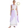 Mufeng Abiti da Festa della Greca Atena Donna Vestito Antica Romana Toga Vestito per Danza Contemporaneo Lirica Costume di Carnevale Halloween Natale Lanvanda A M