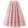 Jemsia Gonna da donna in tulle midi con volant gonna a più livelli elegante elastica a vita alta sottoveste a rete tutù lungo gonne fluide per ballo di fine anno ritorno a casa festa di compleanno,