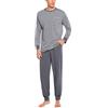 Sykooria Pigiama Uomo Invernali Pigiama Uomo Cotone Lungo Pigiama Due Pezzi Set Pigiama Caldo Pigiami da Uomo Maniche Lunghe e Pantaloni Lunghi 583-Grigio 3XL
