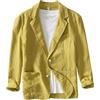 Icegrey Giacche da Uomo Slim Fit in Cotone Lino a Due Bottoni, Giallo, XXL