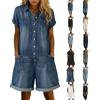 Generico Salopette Jeans Donna Estiva Corta Lunga Vintage - Tuta Jumpsuit Denim Elegante Larghi Leggeri Casual Curvy per Sera Lavoro Mare Ciclismo