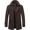 RUMAOZIA - Cappotto invernale da uomo in lana, corto, manica lunga, slim fit, per business, tempo libero, Peacoat, casual, caldo, senza cappuccio, giacca antivento, in pile, comodo, caffè, L