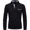 STTLZMC Polo Uomo Manica Lunga con Plaid Cotone Golf Classico T-Shirt,Nero,3XL