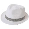 Comhats Cappello di paglia da uomo Trilby per l'estate, protezione solare, pieghevole, S-3XL, Fedora per spiaggia, festival, arrotolabile ed elegante, 54-66 cm, 16010_ bianco, XL