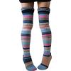 Generic Calzini a compressione a righe Plus Size Calzini da donna casual in maglia colorata Calzini alti al ginocchio Calze a compressione alta coscia per le donne Calzini di cotone da donna Comodi calzini a