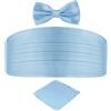 DonDon set di 3 pezzi da uomo, contenente fascia da smoking, papillon e fazzoletto da taschino, tutti dello stesso colore per occasioni festive