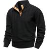 APAELEA Maglione Uomo a Maglia con Placchetta a Bottone a Contrasto e Pullover a Maniche Lunghe a Collo Polo Semi-Alto