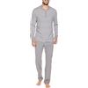 Winovia Pigiama lungo da uomo, in cotone, set da notte invernale, a maniche lunghe, con bottoni, scollo a V, design a righe