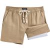 MaaMgic Pantaloni corti da uomo in lino, 2 in 1 con intarsio a compressione, 100% lino, traspiranti, con tasche per uomo, leggeri da viaggio, con tasca per cellulare, per le vacanze, la spiaggia
