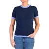 Marenza Girocollo Donna Manica Corta Bicolore Misto Cashmere Seta Made in Italy Maglione Paricollo Pullover Maglia Mezza Manica Lana Merino Cachemire Maglioncino Beige Blu Grigio Regalo