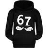 MAGLIERIA CONFORTI Felpa con Cappuccio Six Seven 6 7 Meme Gen Alpha Brain Rot Sweatshirt Taglia Bambini Bianca o Nera (IT, età, 11 Anni, 12 Anni, Regular, Nero)