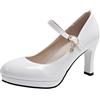 Generisch Scarpe da donna alla moda con punta a punta, eleganti da infilare, con cinturino con fibbia, comodo tacco medio per feste e matrimoni
