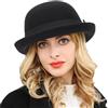 INOGIH Cappello invernale a bombetta in lana, stile classico, con falda arrotolata, per uomo e donna, schiacciabile, Nero e Bownot, M