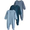 NEXT Bambini Confezione da 3 Tutine per Neonati con Zip bidirezionale Blu 3 Mesi-6 Mesi