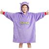 Pokémon Felpa con Cappuccio Bambini Adolescenti, Anime Gengar Pikachu Coperta Indossabile Pile con e Senza Cuscino Integrata