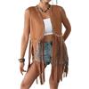 LYSINK Gilet con nappe da donna, senza maniche, aperto sul davanti, rivetti da cowgirl, giacca con frange, gilet anni '70, hippie costume, 01Marrone, S