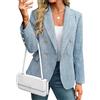 Generic Blazer da Donna in Tweed, Giacca a Maniche Lunghe, Doppiopetto, Cappotto da Lavoro, Blazer Ufficio, Elegante, Casual, Blu Chiaro, Taglia L