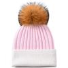 Brillabenny Cappello Cuffia Misto Cashmere PON PON Vera Pelliccia Murmasky Donna Uomo Berretto Regalo Natale (Rosa Bianco)