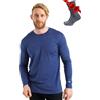 Merino.tech Maglia Termica Lana Merino Uomo - 100% Intimo Termico Lana Merino Uomo Leggero, Medio, Pesante con Calzini (X-Large, 165 Indigo Night)