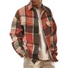 WINKEEY Camicia Flanella Uomo Camicia a Quadri a Maniche Lunghe Eleganti Camicie Button Down Autunno Inverno,Rosso Arancione S